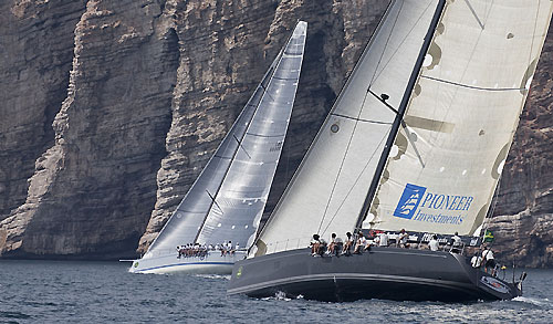 Andres Soriano’s Mills 68 Alegre just ahead of Danilo Salsi’s Swan 90, DSK Pioneer Investments, during the Rolex Capri Sailing Week and Rolex Volcano Race, Capri, Italy. Photo copyright Rolex and Carlo Borlenghi.