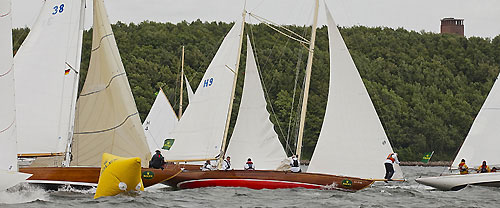 Andi Lochbrunner’s 8mR Elfe II (GER H9, 1912) from Lindau, Germany and Magne Brekke’s 8mR Wanda (N 38, 1937) from Snaroya, Norway, during the 2011 Rolex Baltic Week. Photo copyright Rolex and Daniel Forster.
