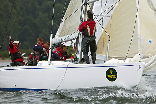 Jean Fabre’s 8mR YQuem II (SUI 2, 2002) from Vesenaz, Switzerland, winner of race 7, during the 2011 Rolex Baltic Week. Photo copyright Rolex and Daniel Forster.