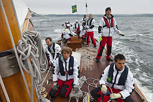 On board Wilfried Beeck's 12mR Trivia (GER 10, 1937) from Hamburg, Germany, during the 2011 Rolex Baltic Week. Photo copyright Rolex and Daniel Forster.