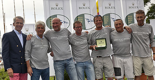 Ruud van Hilst and Jos Fruytier's team on Hollandia from Amsterdam, the Netherlands, with a Rolex Oyster Perpetual chronometer presented for their achievement, during the 2011 Rolex Baltic Week. Photo copyright Rolex and Daniel Forster.