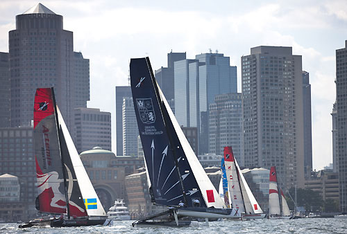 Fleet racing on day 3 in Boston, during the Extreme Sailing Series 2011, Boston, USA. Photo Copyright Lloyd Images.