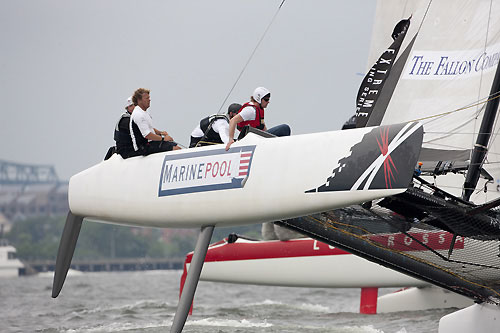 Team Extreme flying a hull on day 4, during the Extreme Sailing Series 2011, Boston, USA. Photo Copyright Lloyd Images.