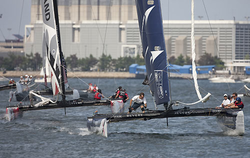 Groupe Edmond de Rothschild racing, during the final day of Act 4 of the Extreme Sailing Series 2011, Boston, USA. Photo Copyright Lloyd Images.