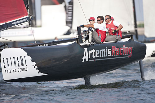 Artemis Racing, during the final day of Act 4 of the Extreme Sailing Series 2011, Boston, USA. Photo Copyright Lloyd Images.