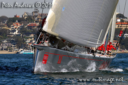 Bob Oatley's Reichel Pugh 100 Wild Oats XI, after the start of the Audi Sydney Gold Coast 2011. Photo copyright Peter Andrews, Outimage Australia.