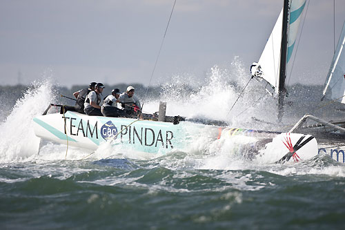 Team GAC Pindar in action on Day 1 of Act 5 of the Extreme Sailing Series 2011, Cowes, United Kingdom. Photo copyright Lloyd Images