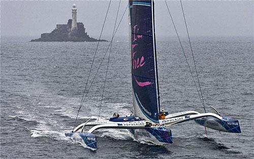 Maxi Banque Populaire starting the leg from the Fastnet Rock to Plymouth, during the Rolex Fastnet Race 2011. Photo copyright Rolex and Carlo Borlenghi.