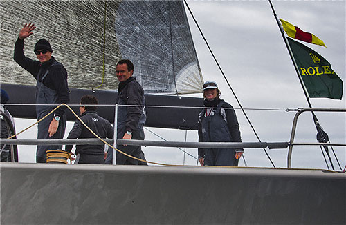 Nikklas Zennstrm onboard Rn (GBR) after finishing the race in Plymouth, during the Rolex Fastnet Race 2011. Photo copyright Rolex and Carlo Borlenghi.
