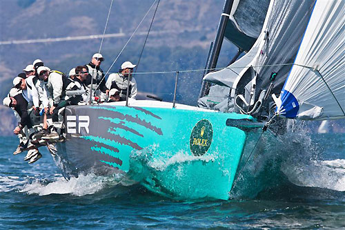 Jim Swartz's TP 52 Vesper, second after two races, during the Rolex Big Boat Series, San Francisco, California. Photo copyright Rolex and Daniel Forster.
