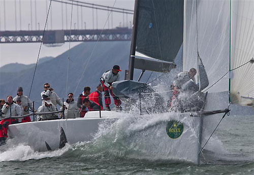 Peter Cunningham's TP 52 Powerplay at the finish line, during the Rolex Big Boat Series, San Francisco, California. Photo copyright Rolex and Daniel Forster.