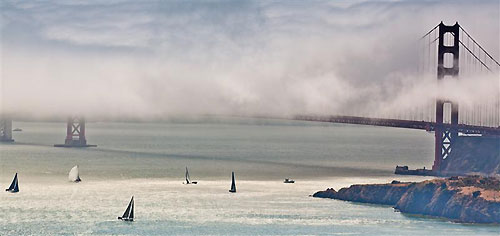Day two, racing near Golden Gate Bridge, during the Rolex Big Boat Series, San Francisco, California. Photo copyright Rolex and Daniel Forster.