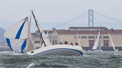 MarkHeidi Chaffey's Express 37 Loca Motion from Monterey California, struggling with the wind, during the Rolex Big Boat Series, San Francisco, California. Photo copyright Rolex and Daniel Forster.