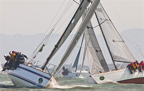 Michael Shlens' Blade Runner and Kame Richards' Golden Moon, both Express 37's, during the Rolex Big Boat Series, San Francisco, California. Photo copyright Rolex and Daniel Forster.
