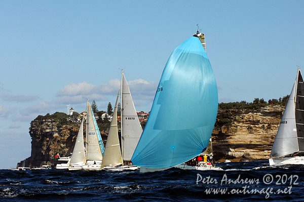 Ed Psaltis, Bob Thomas and Michael Bencsik's modified Farr 40 AFR Midnight Rambler, after the start of the Audi Sydney Gold Coast 2012. Photo copyright Peter Andrews, Outimage Australia.