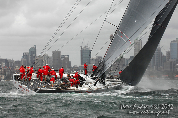 Wild Oats XI on Sydney Harbour during the Big Boat Challenge 2012. Photo copyright Peter Andrews, Outimage Australia 2012.