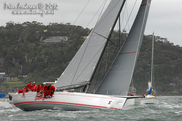 Wild Oats X, on Sydney Harbour during the Big Boat Challenge 2012. Photo copyright Peter Andrews, Outimage Australia 2012.