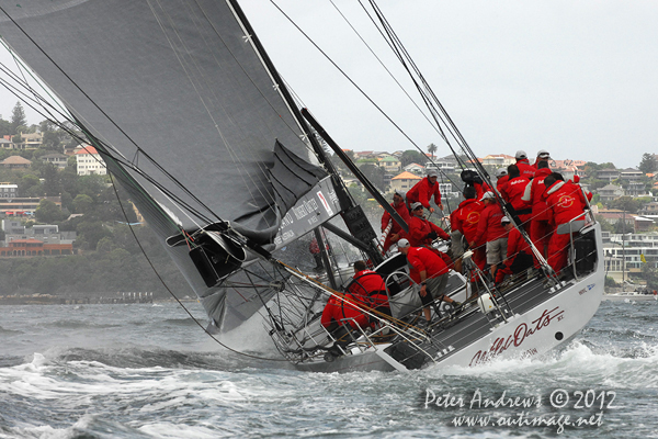 Wild Oats XI, on Sydney Harbour during the Big Boat Challenge 2012. Photo copyright Peter Andrews, Outimage Australia 2012.