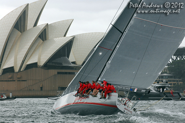 Wild Oats X on Sydney Harbour for the Big Boat Challenge 2012. Photo copyright Peter Andrews, Outimage Australia 2012.