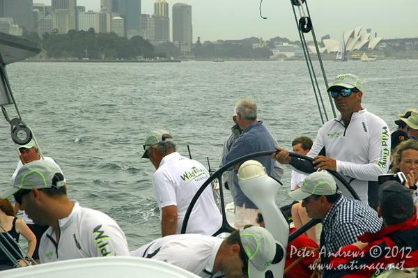 On board Grant Wharington's Jones 100 foot maxi, Wild Thing for a sail on Sydney Harbour December 15, 2012. Photo copyright Peter Andrews, Outimage Australia.