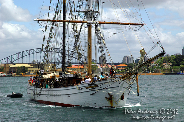 The tall ship Sren Larsen on Sydney Harbour ahead of the start of the 2012 Sydney Hobart Yacht Race. Photo copyright Peter Andrews, Outimage Australia.