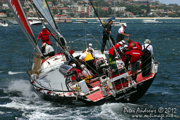 Andrew Wenham's Volvo 60, Southern Excellence, on Sydney Harbour ahead of the start of the 2012 Sydney Hobart Yacht Race. Photo copyright Peter Andrews, Outimage Australia.