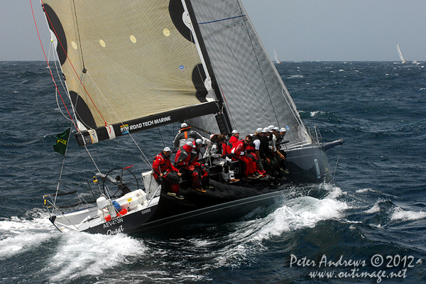Bob Steel's TP52 Quest, outside the heads of Sydney Harbour after the start of the 2012 Sydney Hobart Yacht Race. Photo copyright Peter Andrews, Outimage Australia.
