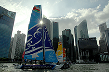 Extreme Sailing Series - Singapore Day 2. Photographic Assignment by Peter Andrews for Outimage. 