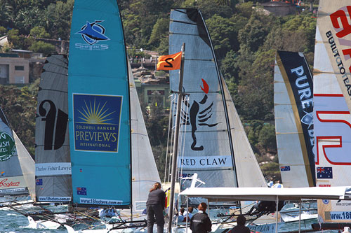 The start of the Alf Beashel Memorial Trophy race, Sunday October 10, 2010. Photo copyright, The Australian 18 Footers League.