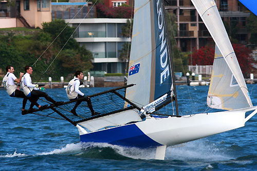 James Francis' Pure Blonde, during Race 1 of the Australian 18 Footers League Club Championship on Sydney Harbour. Photo copyright Australian 18 Footers League.