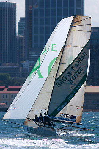 Rag & Famish Hotel in Race 1 of the New South Wales Championship on Sydney Harbour. Photo copyright the Australian 18 Footers League.