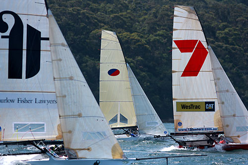 The 18 Footer fleet during Race 2 of the New South Wales Championship on Sydney Harbour. Photo copyright The Australian 18 Footers League.
