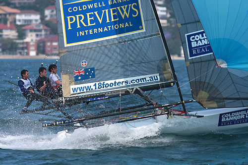 Coldwell Banker New Homes in Race 2 of the New South Wales Championship on Sydney Harbour. Photo copyright The Australian 18 Footers League.