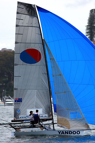 Yandoo, winner of Race 5 in the NSW Championship on Sydney Harbour. Photo copyright The Australian 18 Footers League.