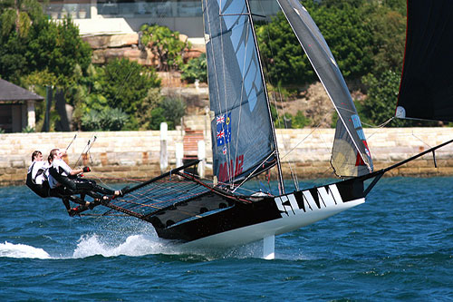 SLAM, during Race 5 of the Australian Championship on Sydney Harbour. Photo copyright Australian 18 Footers League.