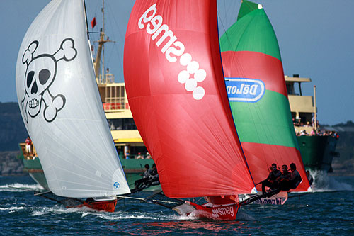 Spinnaker harbour action, during the Invitation Race of the Winning Appliances - JJ Giltinan 18ft Skiff Championship on Sydney Harbour, Friday March 4, 2011. Photo copyright Australian 18 Footers League.