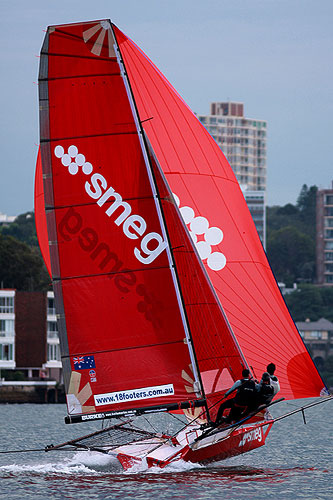 Smeg was consistant in Race 4 of the Winning Appliances - JJ Giltinan 18ft Skiff Championship on Sydney Harbour, Wednesday March 9, 2011. Photo copyright Australian 18 Footers League.