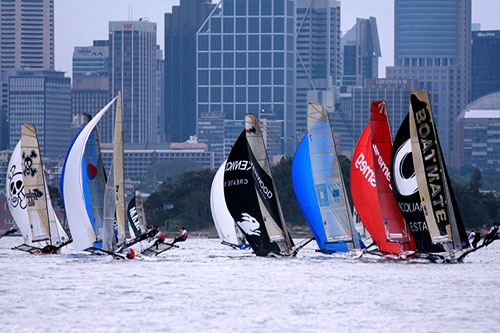 A spinnaker run down to Clark Island during Race 5 of the Winning Appliances - JJ Giltinan 18ft Skiff Championship on Sydney Harbour, Thursday March 10, 2011. Photo copyright Australian 18 Footers League.