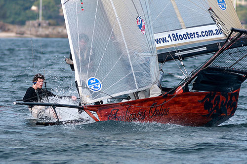 Jeremy Wilmot’s Appliances Online, during Race 6 of the Winning Appliances - JJ Giltinan 18ft Skiff Championship on Sydney Harbour, Saturday March 12, 2011. Photo copyright Australian 18 Footers League.