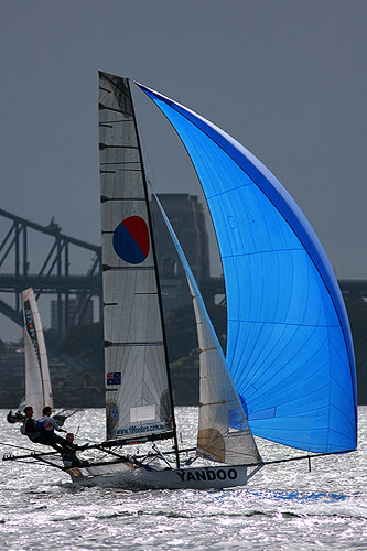 The 2010-11 season's Club Champion, Yandoo, during Race 14 of the Australian 18 Footers League Club Championship on Sydney Harbour. Photo copyright Australian 18 Footers League.