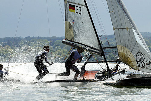The Magic Marine crew in action at Round 1 of the German 18 Foot Skiff Tour 2011. Photo copyright German 18ft Skiff Association.