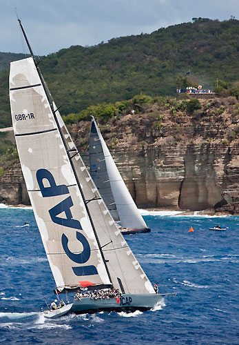 Start in Antigua, Mike Slade's 100ft Maxi ICAP Leopard and Anders Johnson's Swan 70, Blue Pearl, RORC Caribbean 600. Photo Copyright Carlo Borlenghi.