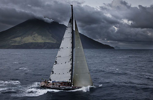 Danilo Salsi's DSK passing Stromboli Volcano, Sicily, October 18, 2009, during the Rolex Middle Sea Race 2009. Photo copyright Carlo Borlenghi.