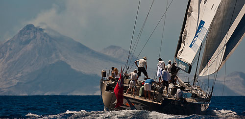 Antigua 21-02-2010. DSK Pioneer Investments sailing off Montserrat's active volcano, the day before the start of the RORC Caribbean 600. Photo copyright Carlo Borlenghi.