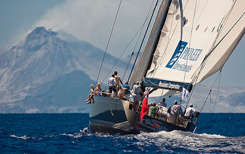 Antigua 21-02-2010. DSK Pioneer Investments sailing off Montserrat's active volcano, the day before the start of the RORC Caribbean 600. Photo copyright Carlo Borlenghi.