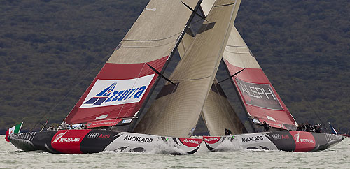Auckland, 16-03-2010. Azzurra vs Aleph, during the Louis Vuitton Trophy in Auckland 2010. Photo copyright Stefano Gattini of Studio Borlenghi and Azzurra.