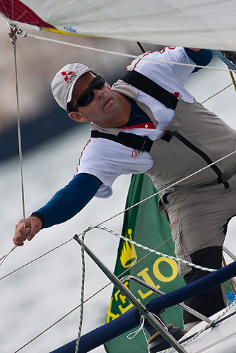 Torben Grael onboard his S40 Mitsubishi - GOL (Magia V) (BRA) racing in the Alcatrazes por Boreste race, during the Rolex Ilhabela Sailing Week 2010. Photo copyright Rolex and Carlo Borlenghi.