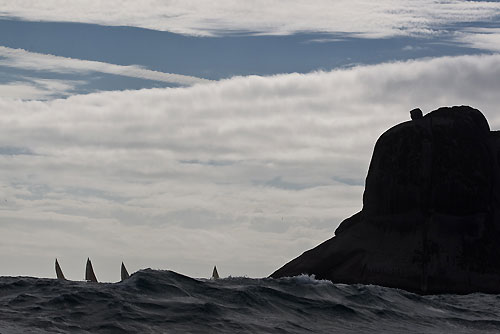 The fleet off the island of Alcatrazes, during the in the Alcatrazes por Boreste race in the Rolex Ilhabela Sailing Week 2010. Photo copyright Rolex and Carlo Borlenghi.