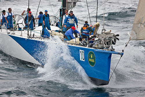 Grant Wharington's Maxi Wild Thing, after the start and on their way down the New South Wales South Coast during the Rolex Sydney Hobart Yacht Race 2010, Australia. Photo copyright Carlo Borlenghi, Rolex.
