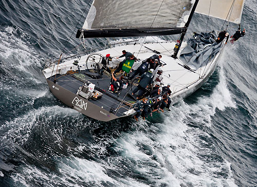 Niklas Zennström’s Judel Vrolijk 72 and United Kingdom entry, Rán, outside the heads after the start and on their way down the New South Wales South Coast during the Rolex Sydney Hobart Yacht Race 2010, Australia. Photo copyright Carlo Borlenghi, Rolex.
